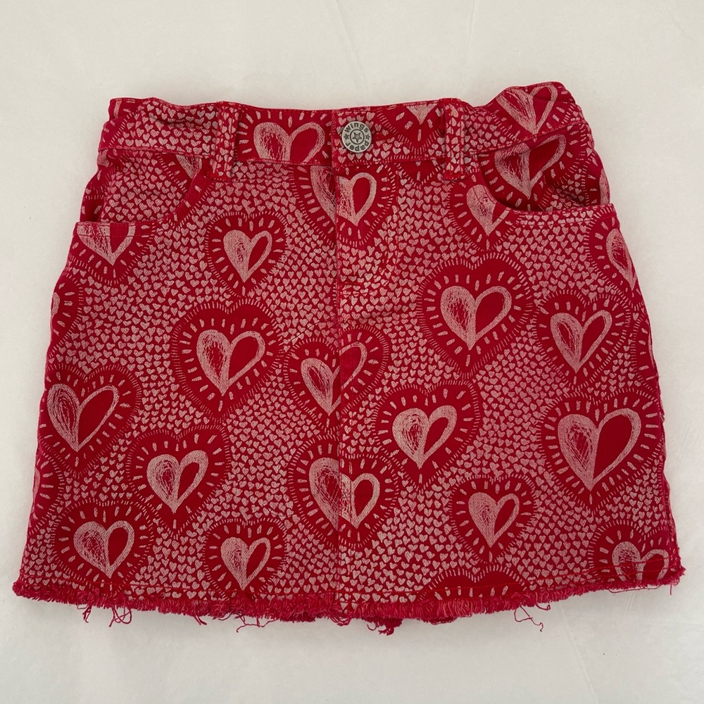 Girls Size 5 Paper Wings ❤️ Red Heart ♥️ Denim Skirt